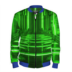 Бомбер мужской Зеленые световые объекты, цвет: 3D-синий