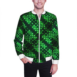 Бомбер мужской Яркие зеленые точки, цвет: 3D-белый — фото 2