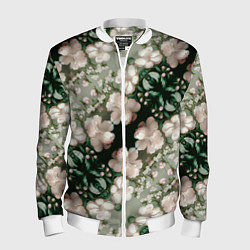 Бомбер мужской Нежные розовые цветочки, цвет: 3D-белый