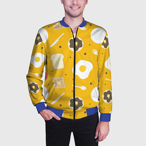 Мужской бомбер Вкусный завтрак / 3D-Синий – фото 3
