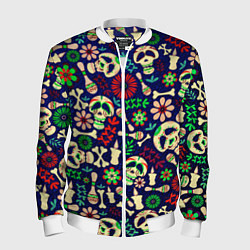 Бомбер мужской Мексиканский карнавал - Carnaval Mexicano, цвет: 3D-белый