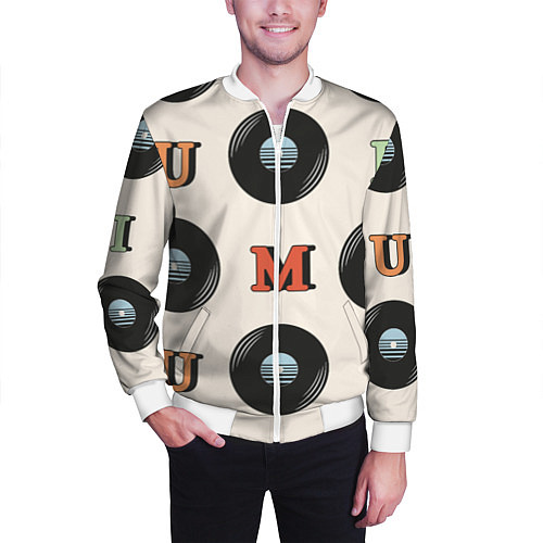 Мужской бомбер Виниловое ретро / 3D-Белый – фото 3