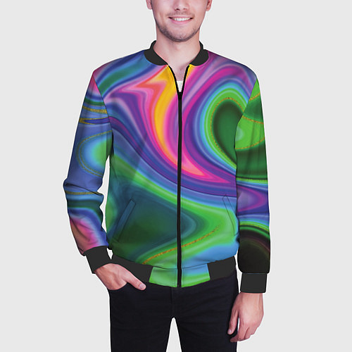 Мужской бомбер Color abstraction / 3D-Черный – фото 3