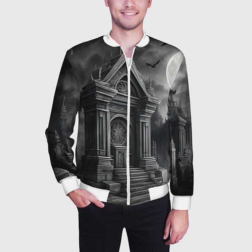 Мужской бомбер Лунный склеп / 3D-Белый – фото 3