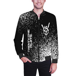 Бомбер мужской Twenty One Pilots и рок символ на темном фоне, цвет: 3D-черный — фото 2