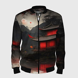 Бомбер мужской Домик у озера, цвет: 3D-черный