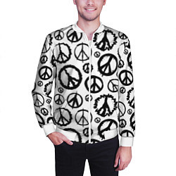 Бомбер мужской Many peace logo, цвет: 3D-белый — фото 2