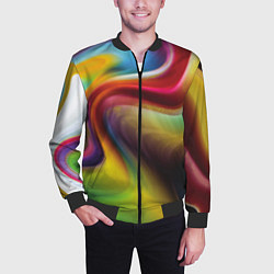 Бомбер мужской Rainbow waves, цвет: 3D-черный — фото 2