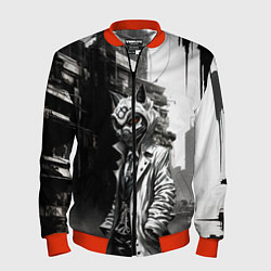 Бомбер мужской Кибернетический кицунэ, цвет: 3D-красный