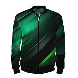 Бомбер мужской Black green abstract, цвет: 3D-черный