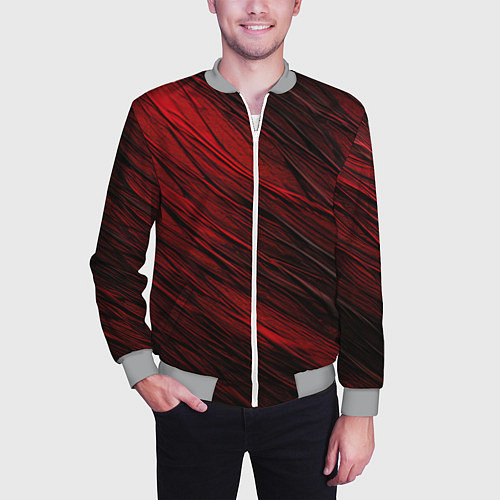 Мужской бомбер Black red texture / 3D-Меланж – фото 3