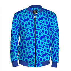 Бомбер мужской Логотип Барби - синий паттерн, цвет: 3D-синий