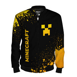 Бомбер мужской Minecraft - gold gradient: надпись, символ, цвет: 3D-черный