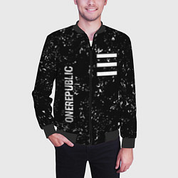 Бомбер мужской OneRepublic glitch на темном фоне: надпись, символ, цвет: 3D-черный — фото 2