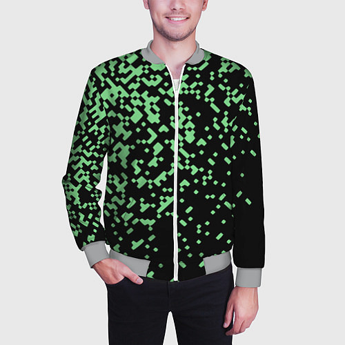 Мужской бомбер Green pixel / 3D-Меланж – фото 3