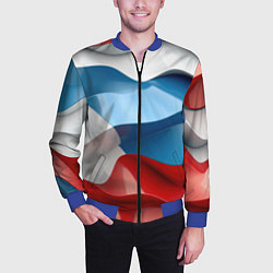 Бомбер мужской Абстракция в цветах флага РФ, цвет: 3D-синий — фото 2