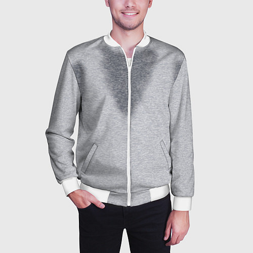 Мужской бомбер С пятнами пота / 3D-Белый – фото 3