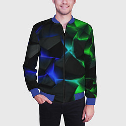 Бомбер мужской Синие и зеленые плиты, цвет: 3D-синий — фото 2