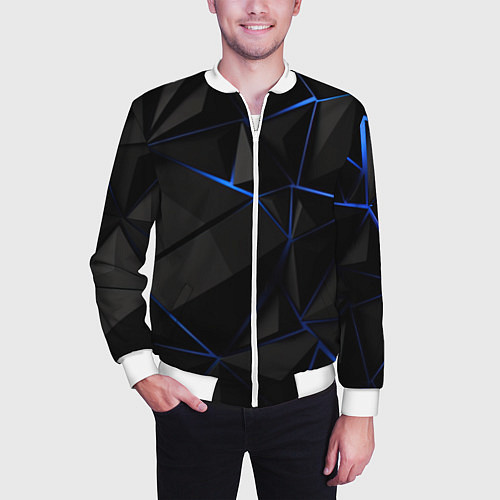 Мужской бомбер Black blue style / 3D-Белый – фото 3