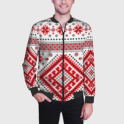 Бомбер мужской Удмуртская роспись, цвет: 3D-черный — фото 2