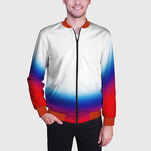 Мужской бомбер Флаг России градиент / 3D-Красный – фото 3
