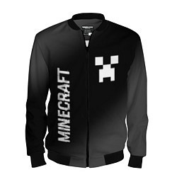 Бомбер мужской Minecraft glitch на темном фоне: надпись, символ, цвет: 3D-черный