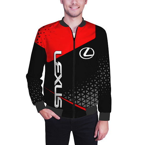 Мужской бомбер Lexus - red sportwear / 3D-Черный – фото 3