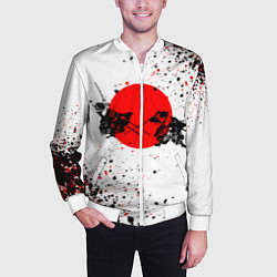 Бомбер мужской Два самурая, цвет: 3D-белый — фото 2