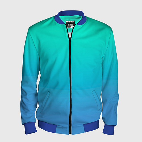Мужской бомбер Градиент сине-зелёный светлый / 3D-Синий – фото 1