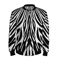 Бомбер мужской Черная абстракция зебра, цвет: 3D-черный