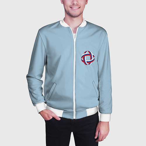 Мужской бомбер Флаг в кольце / 3D-Белый – фото 3