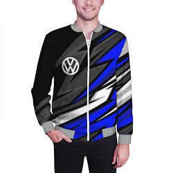 Бомбер мужской Volkswagen - Синяя абстракция, цвет: 3D-меланж — фото 2
