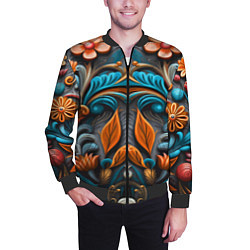 Бомбер мужской Mirrow floral pattern - art - vogue, цвет: 3D-черный — фото 2