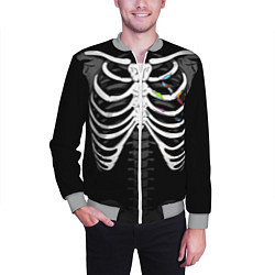 Бомбер мужской Скелет: ребра с кистью и красками, цвет: 3D-меланж — фото 2