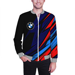 Бомбер мужской BMW - m colors and black, цвет: 3D-меланж — фото 2