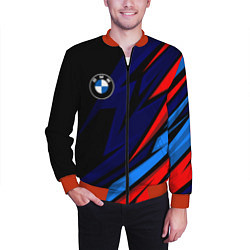Бомбер мужской BMW - m colors and black, цвет: 3D-красный — фото 2