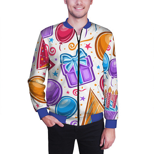 Мужской бомбер Вечеринка / 3D-Синий – фото 3