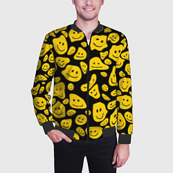 Бомбер мужской Расплывающиеся смайлы на черном, цвет: 3D-черный — фото 2
