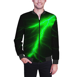 Бомбер мужской Зеленый разряд молнии, цвет: 3D-черный — фото 2