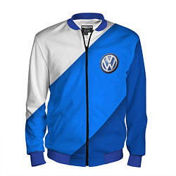 Бомбер мужской Volkswagen - голубые линии, цвет: 3D-синий