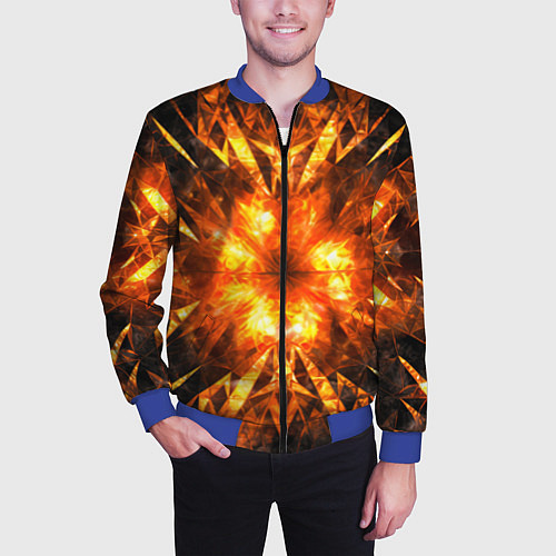Мужской бомбер Fire abstract / 3D-Синий – фото 3