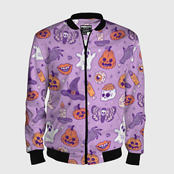 Бомбер мужской Halloween pattern арт, цвет: 3D-черный