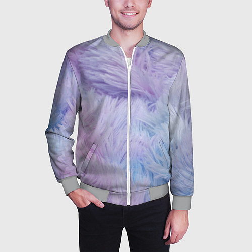 Мужской бомбер Розово-голубая шерсть / 3D-Меланж – фото 3