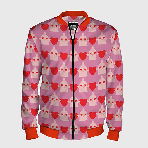 Мужской бомбер Безопасный секс / 3D-Красный – фото 1