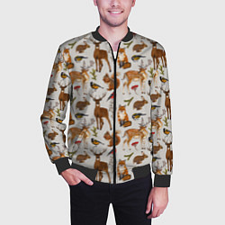 Бомбер мужской Лесные животные, цвет: 3D-черный — фото 2