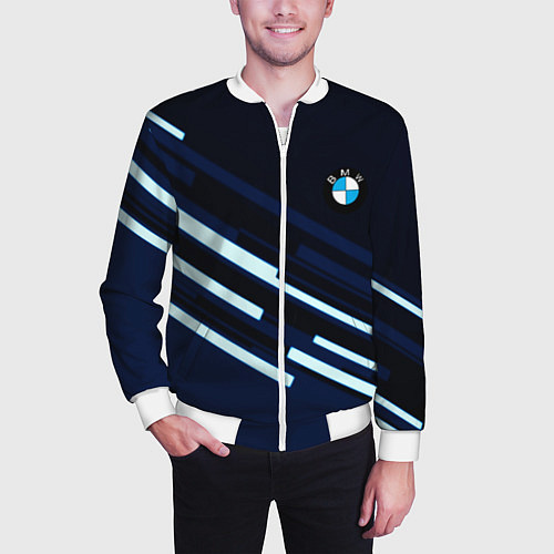 Мужской бомбер Bmw auto car sport / 3D-Белый – фото 3