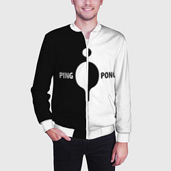 Бомбер мужской Ping-Pong черно-белое, цвет: 3D-белый — фото 2