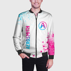 Бомбер мужской Aerosmith neon gradient style: надпись, символ, цвет: 3D-черный — фото 2
