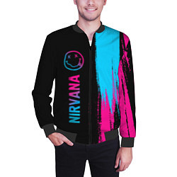 Бомбер мужской Nirvana - neon gradient: по-вертикали, цвет: 3D-черный — фото 2