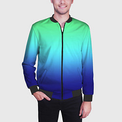 Бомбер мужской Градиент зелёно-синий, цвет: 3D-черный — фото 2